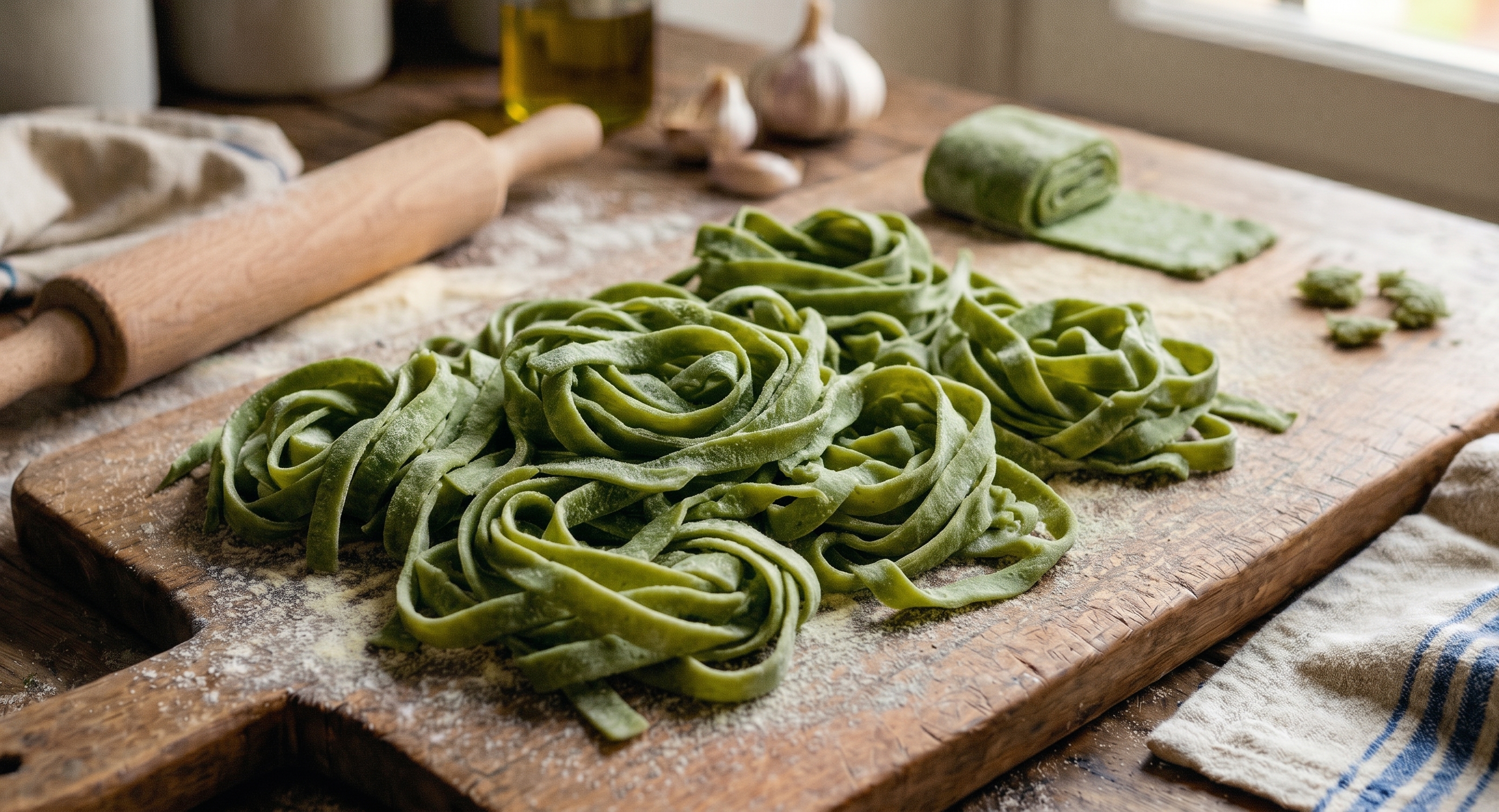 Fideos de espinaca